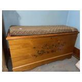 Vintage cedar chest with floral design