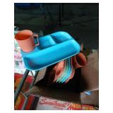 Colonial Plastics vintage cup and tray set lot