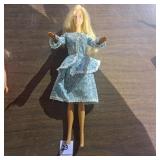 Vintage Barbie with blue and white paisley outfit