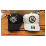2 Black and White Navy Hats