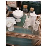 Milk glass, ceramic, and container lot