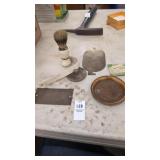 Machinery tags, ashtray, and miscellaneous