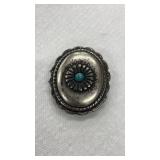 Oval Turquoise Concho Style Belt Buckle Sterling?