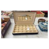 Vintage blue velvet travel jewelry box