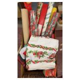 Box of Wrapping Paper & Other Christmas Decor