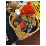 Vintage stuffed bear basket lot