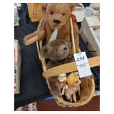 Vintage stuffed figure basket lot