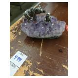 Momma and baby bear on amethyst figurine