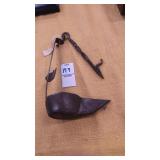 antique, hand-forged iron Betty lamp