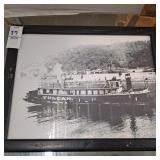 Framed photograph of the steamer Vulcan, 12X10