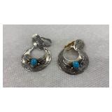 Old Navajo Handmade Earrings Leaf Design Stamped