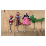 Vtg German BAPS puppets or dolls on metal stands,