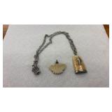 Silver Marked Chain W Navajo Carving Pieces