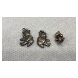 Lot of 3 Sterling Silver .925 Bear Charms