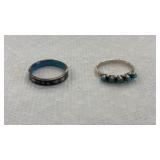 Two Sterling Silver .925 Navajo Turquoise Rings