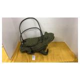 Vtg green wicker frog novelty purse with glass