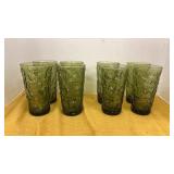 Avocado green crinkle glass tumblers