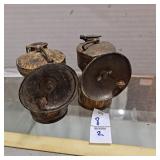 2 antique Auto-Lite carbide miner