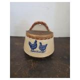 Vintage salt box with hen and roster