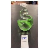 Goose Hand Blown Art Glass Light Green Swan Duck