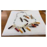 Turquoise Beaded Corn Necklace W Sterling Silver