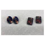 Two Sets of Enamel Clip On Earrings