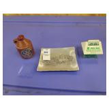 Little brown jug Mellon bank & ash tray