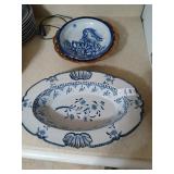 Vintage blue pottery lot of 2