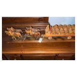 Vintage Wooden Hand Carved Beer Wagon