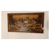 German Black Forest hand-carved wood wall art