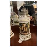 Ceramic Beer Stein w Pewter Lid
