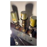 Dark Finished Pillar Candle Holders w/ Candles