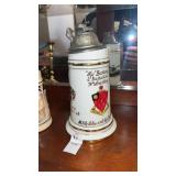 Ceramic Beer Stein w Pewter Lid