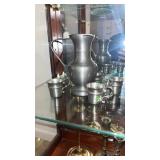 German Pewter Flagon w 5 cups