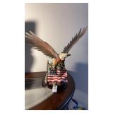 Patriotic Bald Eagle Figurine w/ American Flag