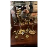 Lot of Brass Candlestick holders and other brass