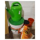 Lot of salt and watering can etc.