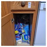 Plastic wrap, zip lock storage bags. Other misc