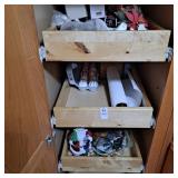 Three shelves of Christmas items