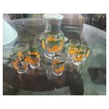 Vintage 7 juice glasses & pitcher