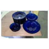 Blue Glass Plate Set