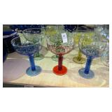 Art Glass Coupe Cocktail Glasses 7pc