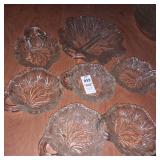 Vintage Indiana Glass Pebble Leaf pattern dishes.