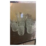 VTG Hobnail Pitcher & 8 tumblers