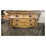 Vtg hand-painted bombe-style three-drawer chest