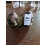 Pottery egg salt and pepper set