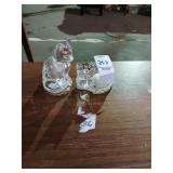 Lead crystal cat salt and pepper set