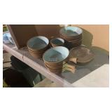 Chateau Buffet USA turquoise & brown stoneware