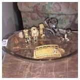 Vintage Celluloid Rickshaw & Geisha Figurine,