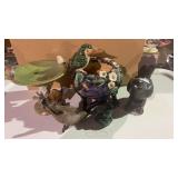 5 Bird figurines/Planter- ceramic, cast